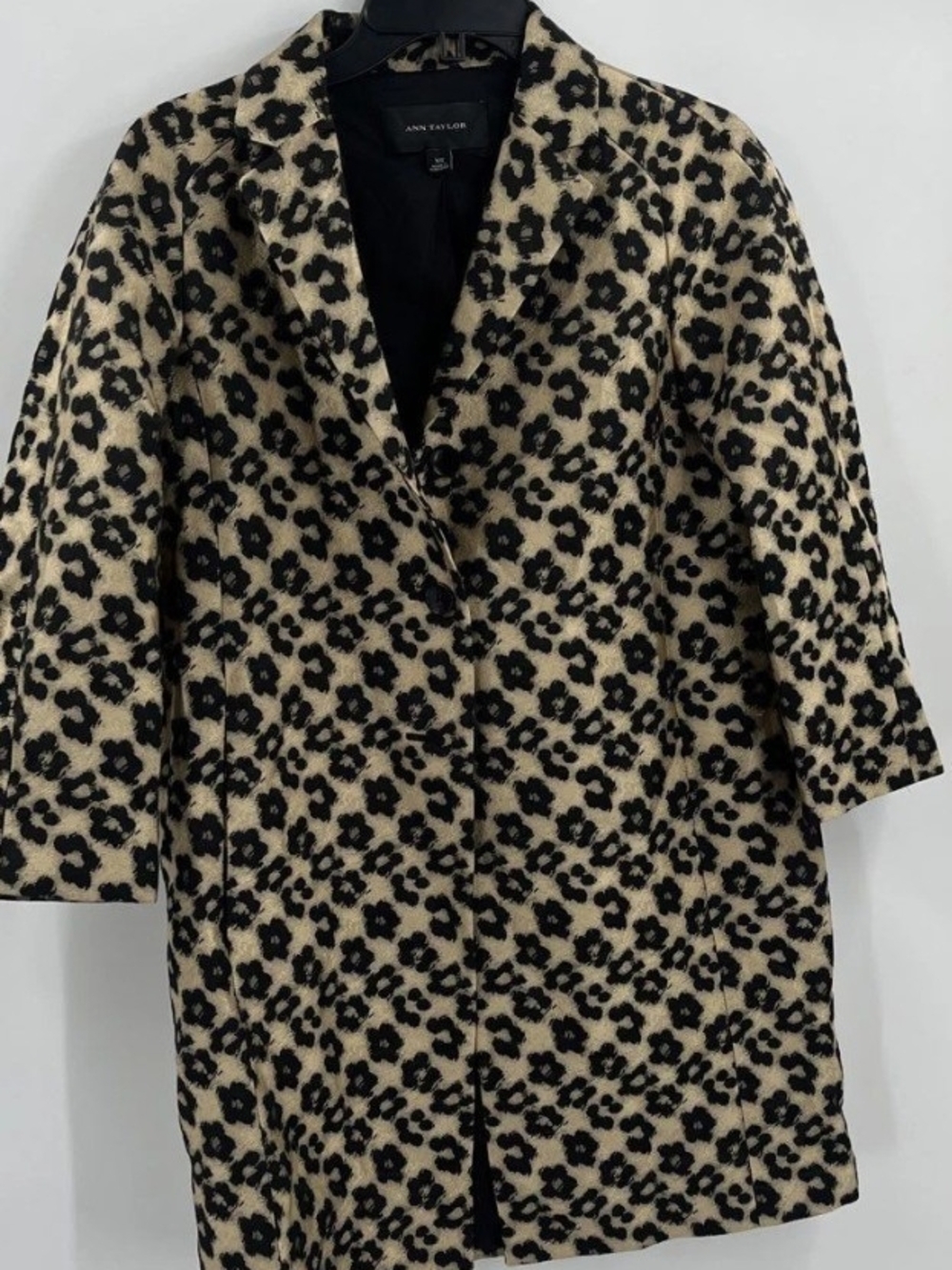 Ann Taylor Vintage Faux Fur Leopard Print Coat in Beige and Black Women's XS